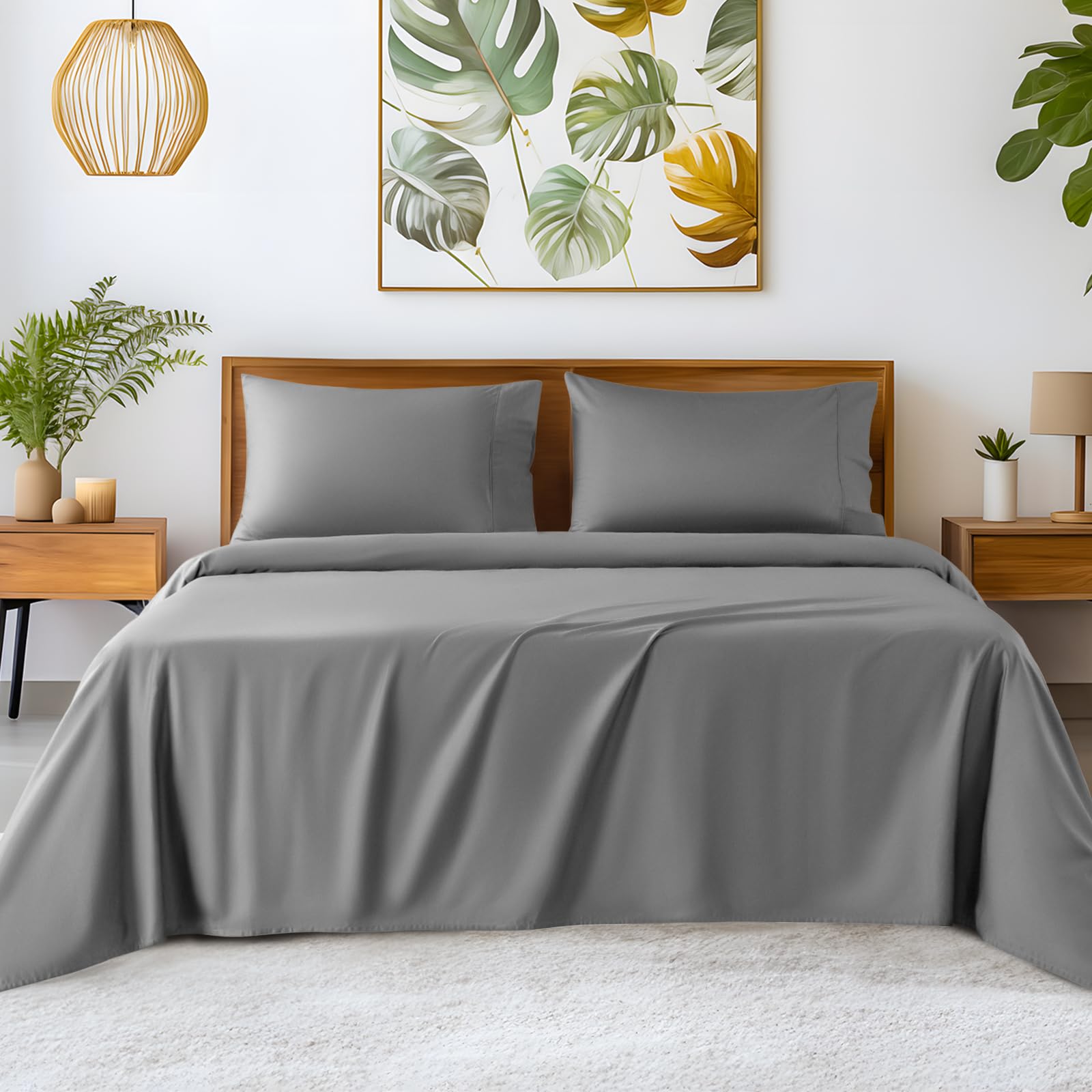 SONORO KATE 100 Egyptian Cotton Sheets - 1200 Thread Count Luxury Cooling Hotel Cotton Bed Sheets Set 4