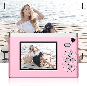 الوردي كاميرا رقمية 1080 P كاميرا صغيرة للتصوير الفوتوغرافي، CCD Vlogging كاميرا مع 5000 ميغابيكسل، المضادة للاهتزاز، 2.4 بوصة شاشة LCD، 8 X التكبير، اطلاق النار المستمر، كاميرا فيديو المهنية، الاشياء بارد
