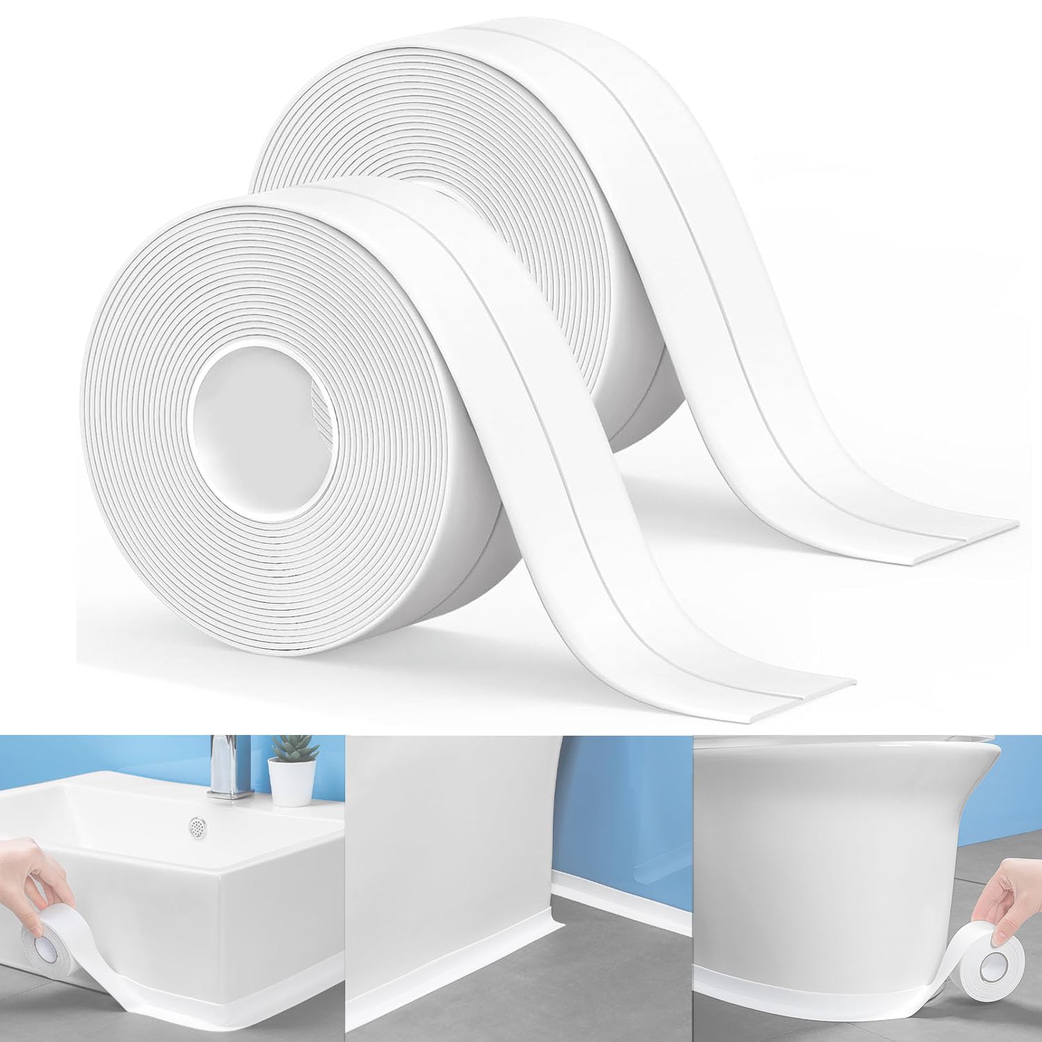 White Caulk Tape Bath & Kitchen Waterproof,Toilet Caulk Sealant Tape, Bathtub Caulk Sealing
