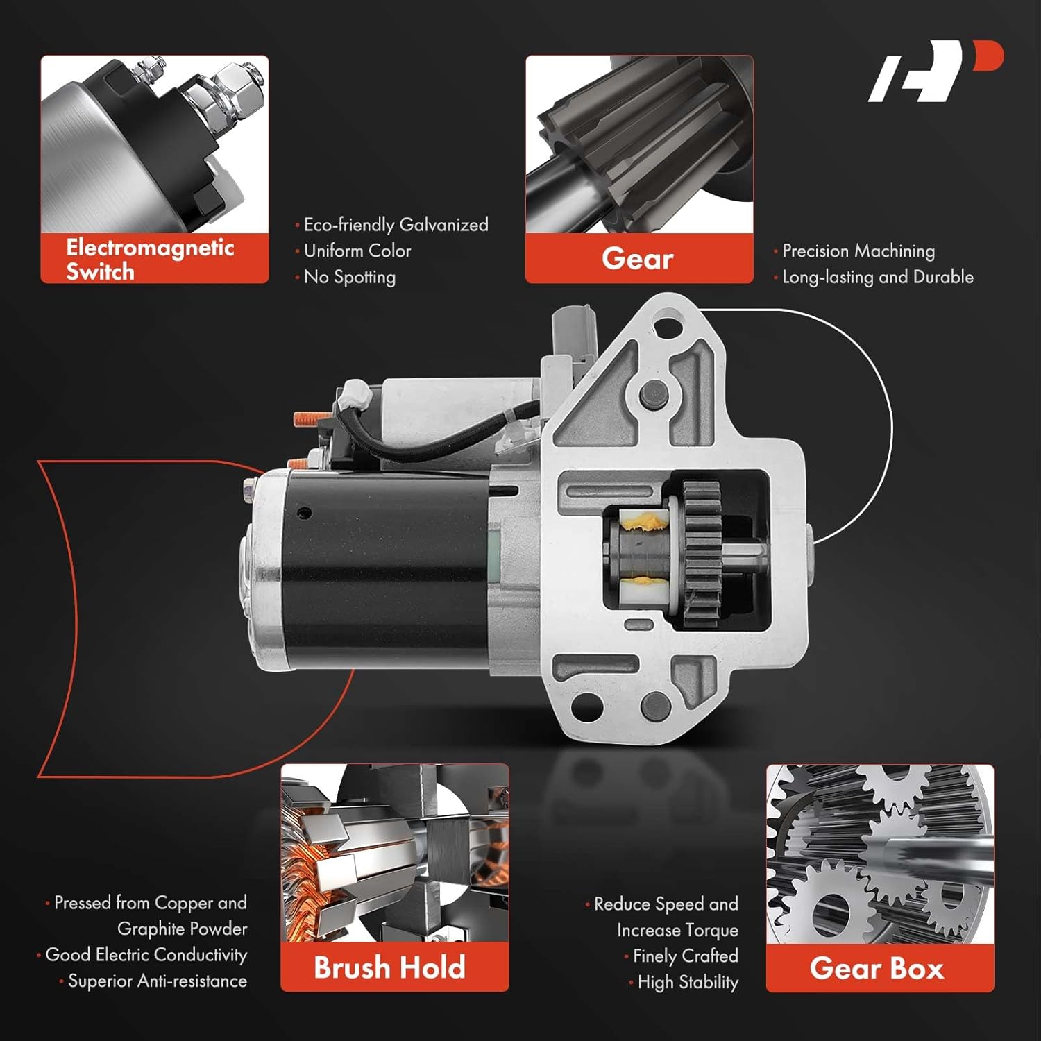 A-Premium Starter Motor Compatible with Mazda 6 2011 2012 2013, CX-9 CX9 2010 2011 2012, 3.7L, 12V 1.6KW 22-Teeth Counterclockwise, Replace# CA2518400, CA2518400R00