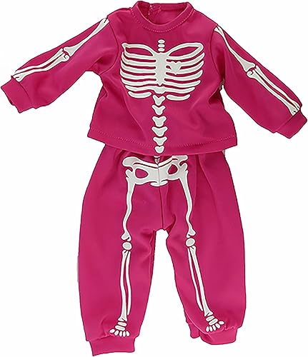 Miniatura 2 de Disfraz de pijama de Halloween de esqueleto rosa intenso para muñecas de 18 pulgadas | Calidad premium y diseño moderno | Ropa de muñecas | Moda de