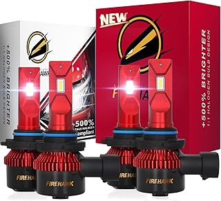 Firehawk 9005/HB3 and 9006/HB4 LED Headlight Bulbs Combo Kit 50000LM, 2023 New Japanese CSP 6000K Cool White IP68, High Low Beam Fog Light Halogen Replacement Conversion Kit, 4 Pack