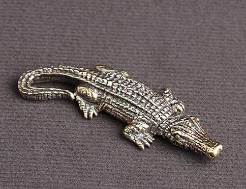 Miniatura 3 de DMtse Estatuas de cocodrilo de latón chino para escultura animal Lucky para coleccionables, regalo
