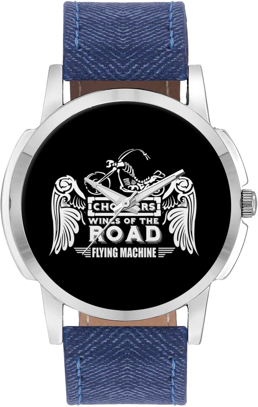 BIGOWLWrist Watch for Men - Flying Machine | Motorcycle Ride - Analog Men's and Boy's Unique Quartz Leather Band Round Designer dial Watch