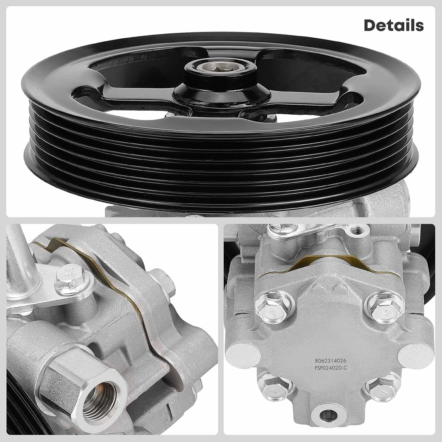 YHTAUTO Power Steering Pump with Pulley for Chrysler Sebring 2007-2010 & Dodge Journey 2009-2017, Avenger 2008-2014 (fits 2.4L only)