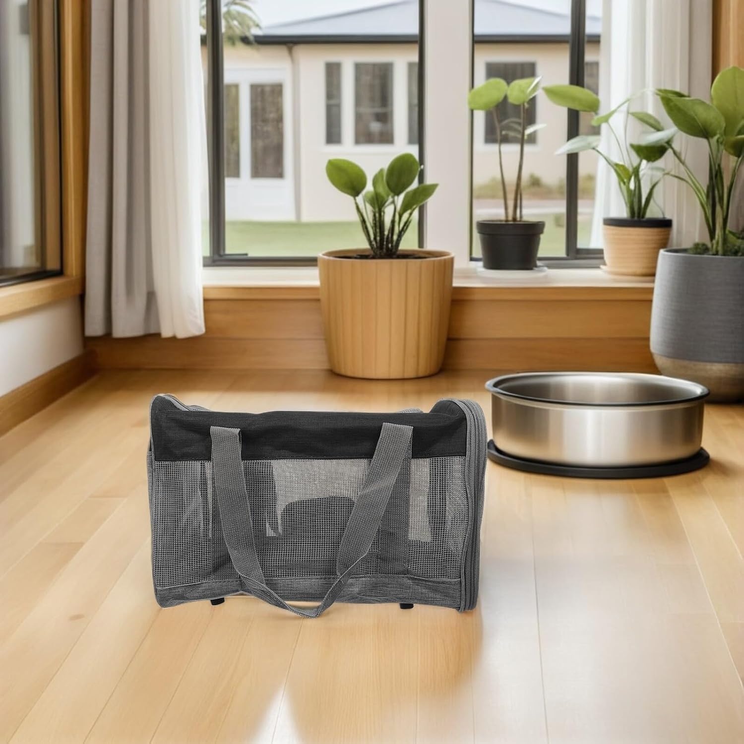 VICASKY Small Dog Travel Carrier and Cat Carrier Pouch with Breathable Mesh, Lightweight Portable Pet Sling Bag for Dogs, Cats, Rabbits, Gray and Black