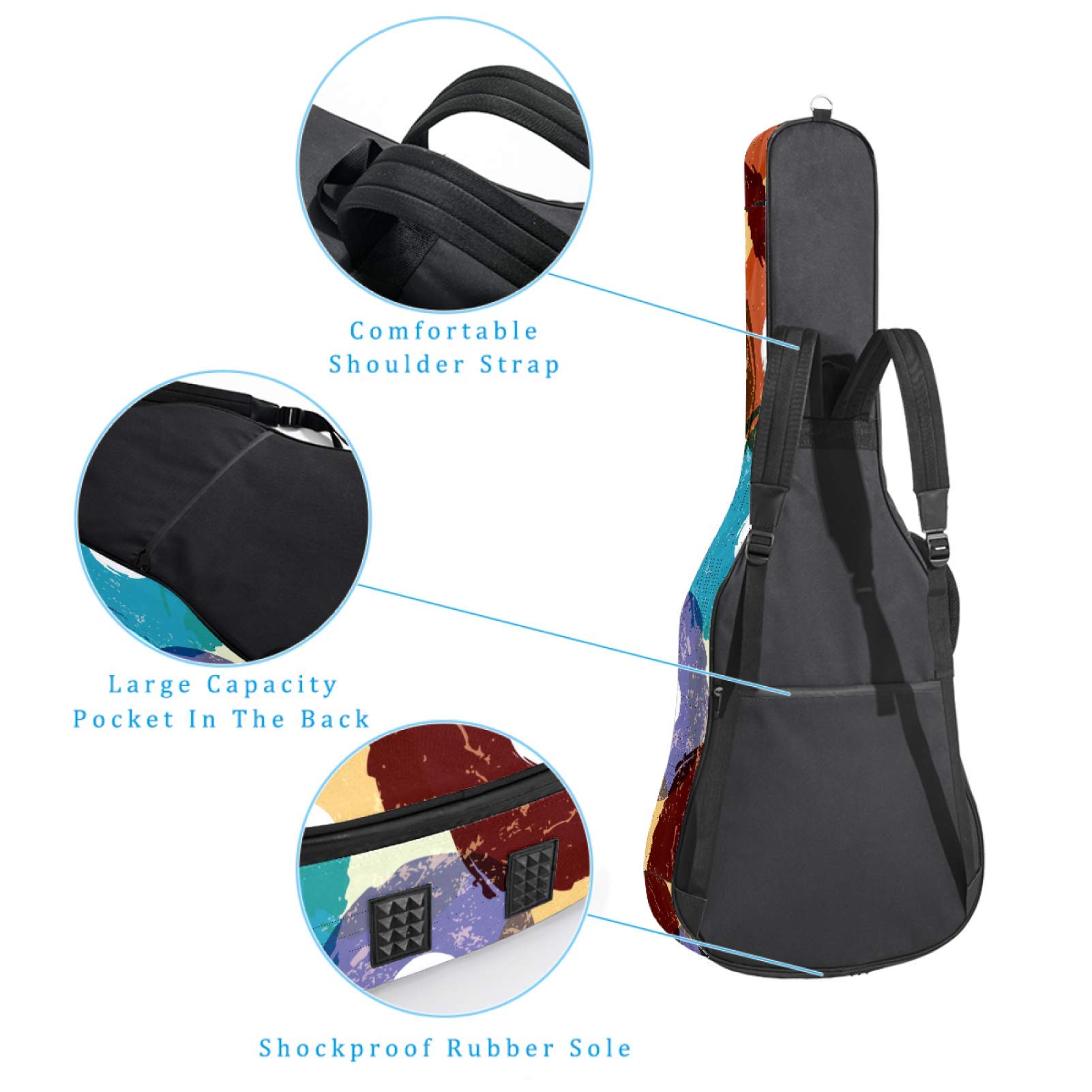 Housse De Guitare Acoustique 41 Pouces - Sac à Dos Rembourré Étanche 24MM Noir Avec Poches Externes