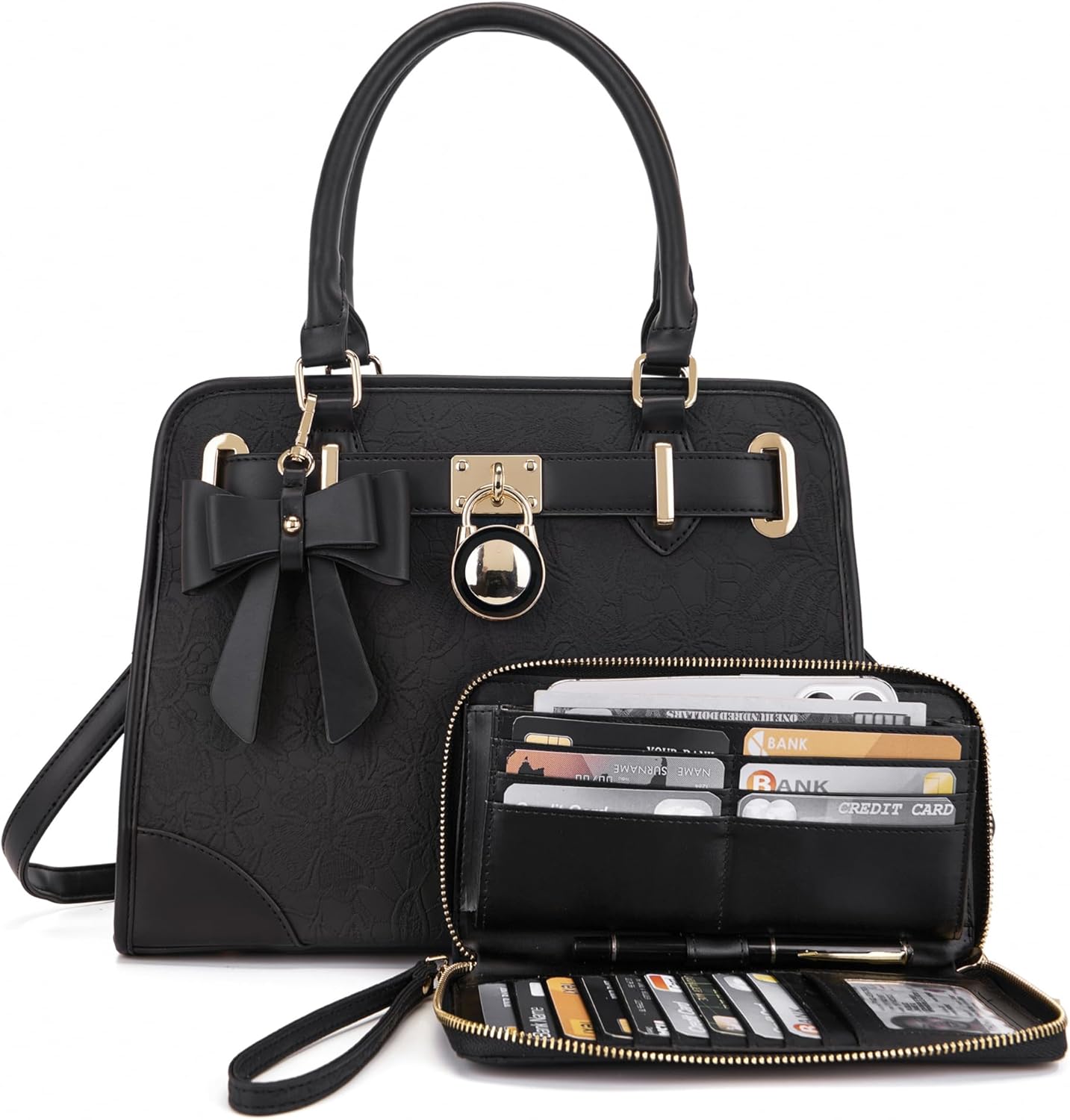 Qiyuer Medium Handbags For Women Vegan Leather Purses Set Satchel Tote Bags With Matching Wallet 2pcs - Image 6