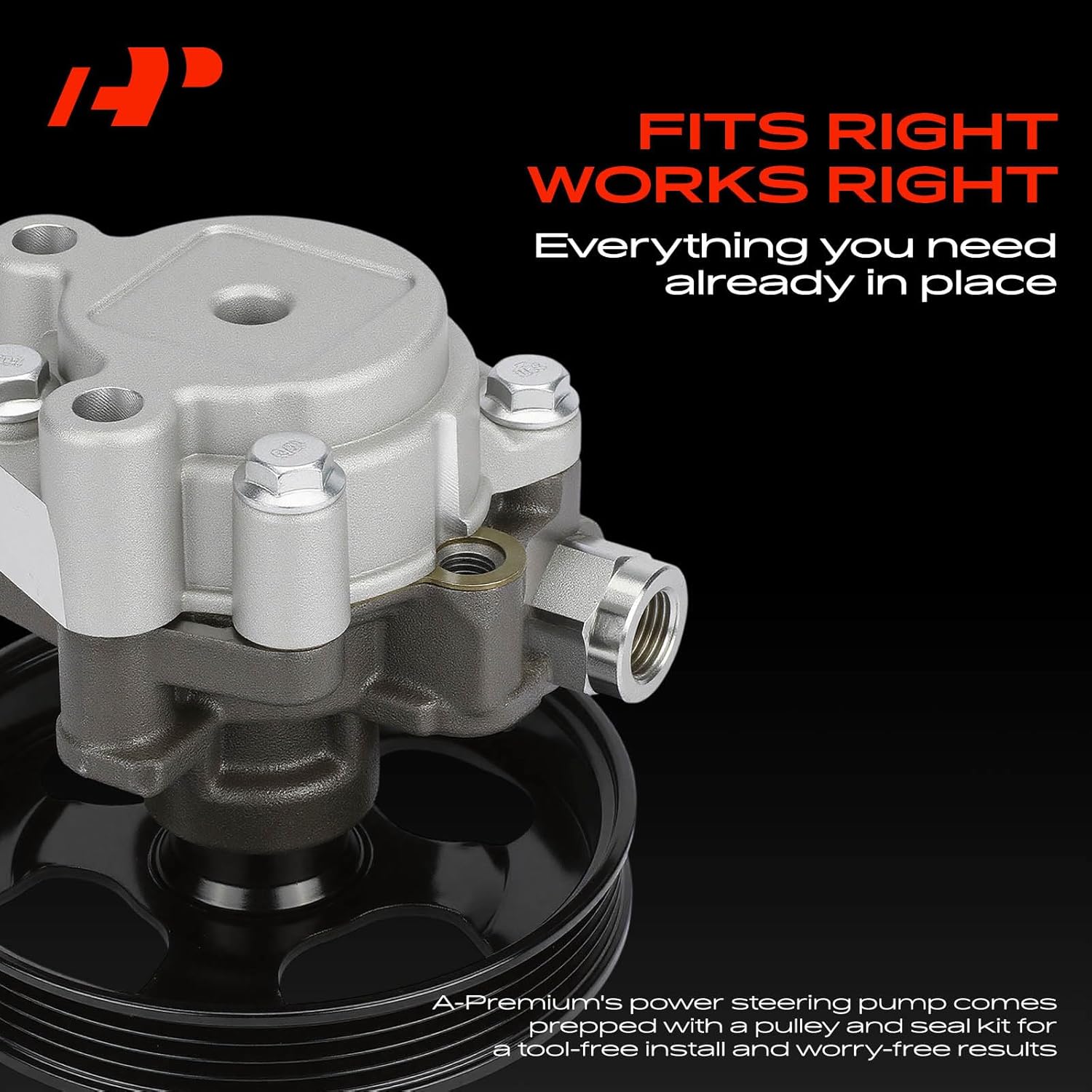 A-Premium Power Steering Pump, with Pulley, Compatible with Toyota Tundra 2000 2001 2002 2003 2004, 3.4L Gas