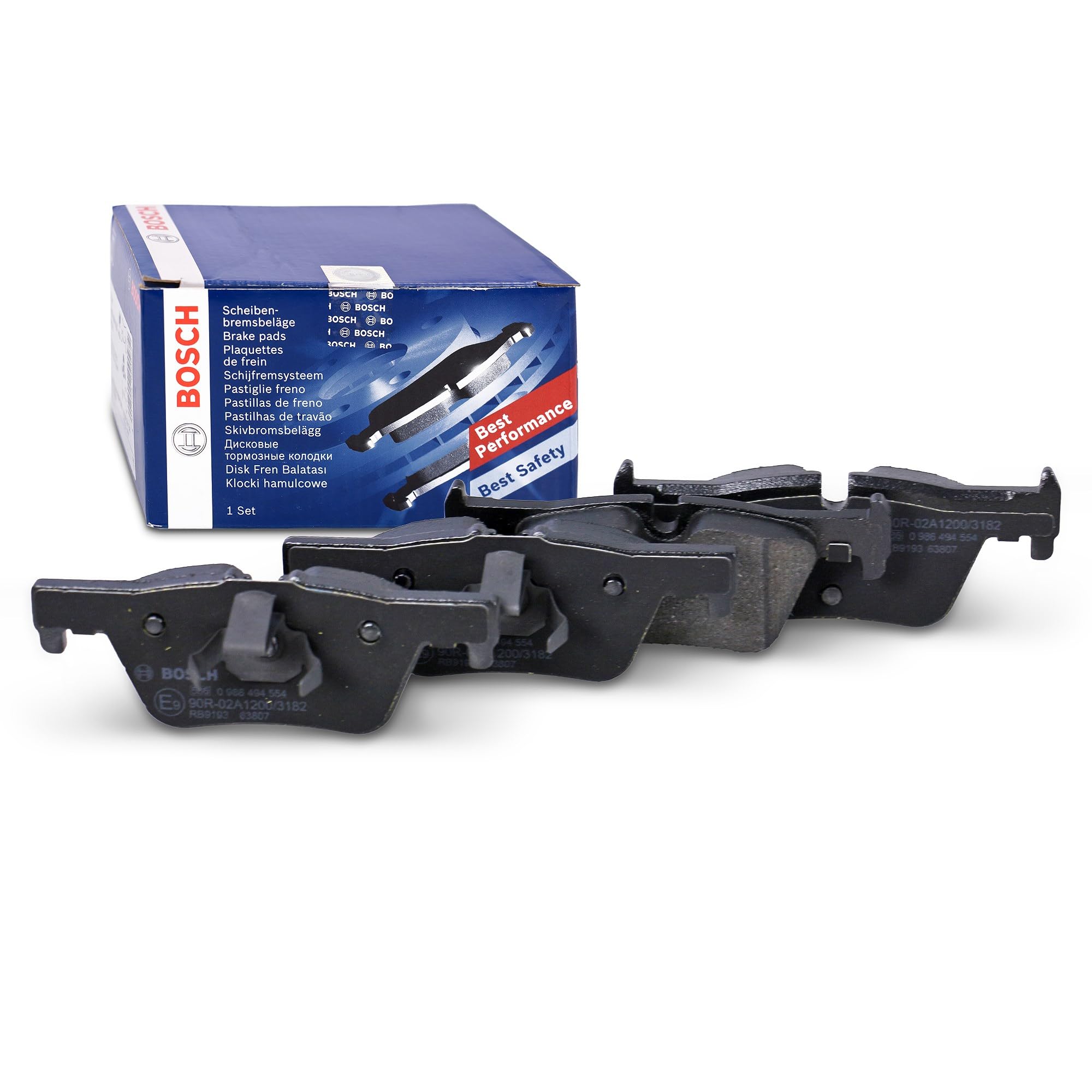 BOSCH Kit pastiglie freno, Freno a disco 0986494554 | Qualità Bosch - Riduzione del Rumore e della Polvere - Certificazione ECE-R90 - Senza rame