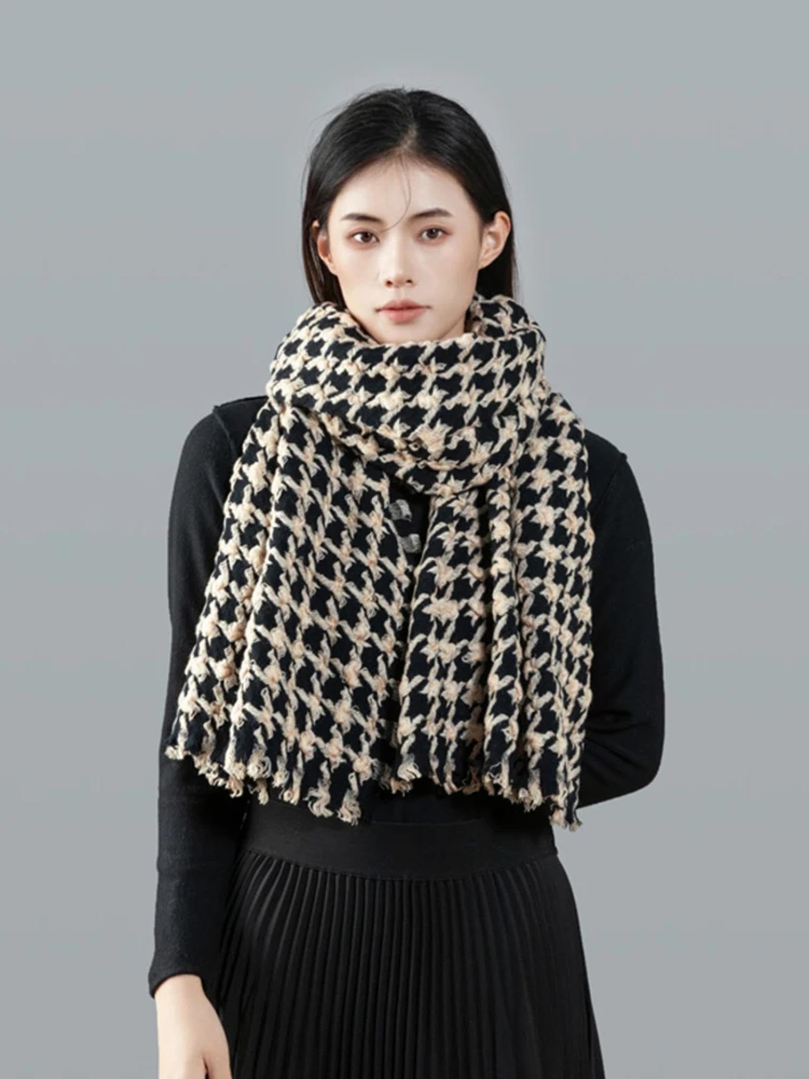 Schals Tücher Halstuch Scarf Frauen Schal Herbst Winter Vintage Hahnentritt Scarve Warm Femme Foulard Wrap Schal
