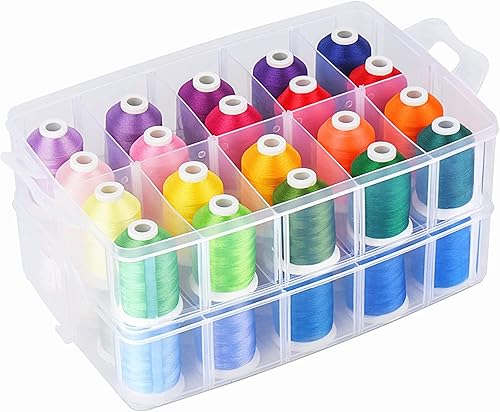 Simthread Antienredos Kit de hilo de bordado con caja organizadora, todo en uno, 40 colores, hilo de coser 100% poliéster, compatible con máquina de