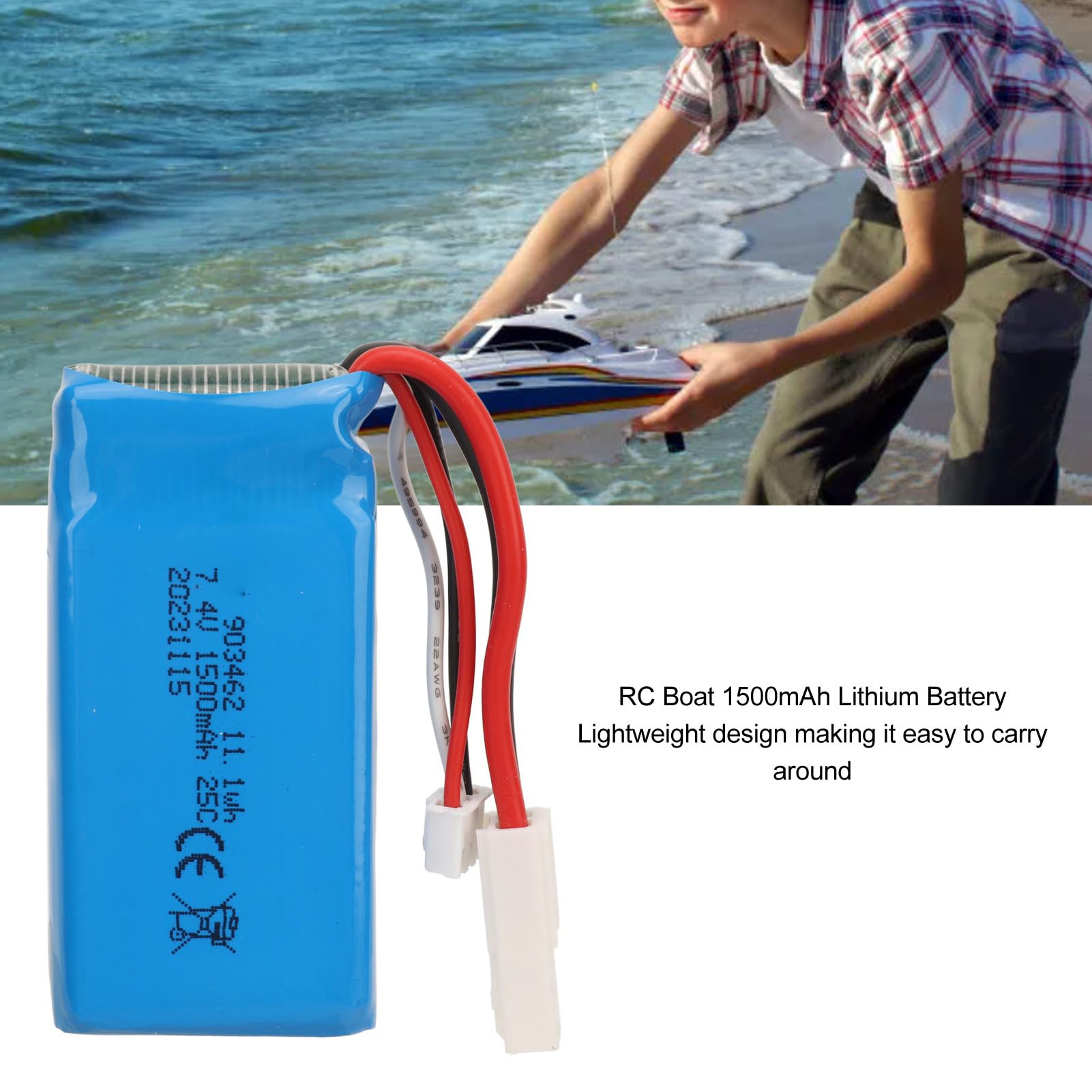Barco RC Batería de Litio de 7,4 V 1500 mAh Protección Ligera contra Cortocircuitos contra sobrecargas para Barco de Control Remoto V913 L969 K959 con Enchufe EL-2P