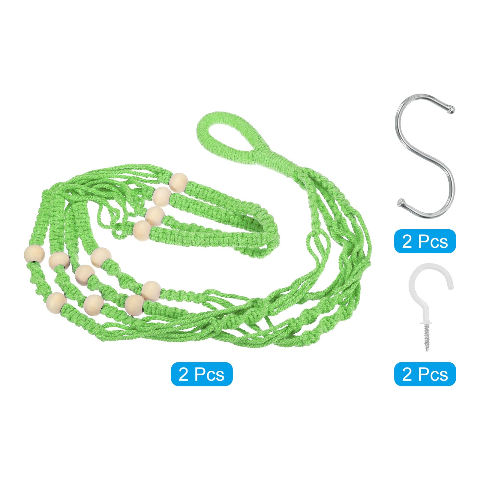 PATIKIL Macrame Plant Hanger Indoor 35", 2 Pcs Long Hanging Plant Holders with Pot for Indoor Home Decor Indoor Green - Image 3