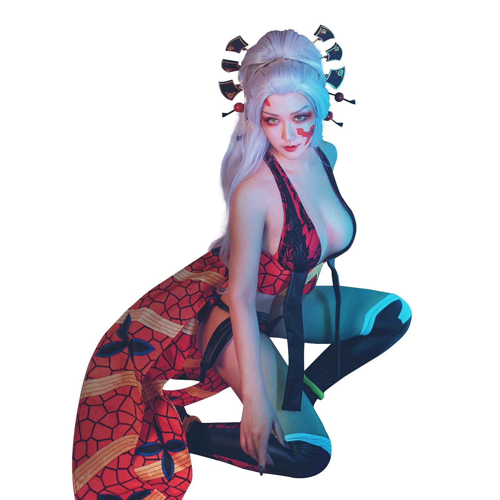 MROZUL Daki Cosplay Costume Douma Enmu Dream Kimono Dress Coat Costume Suit Full Sets for Women