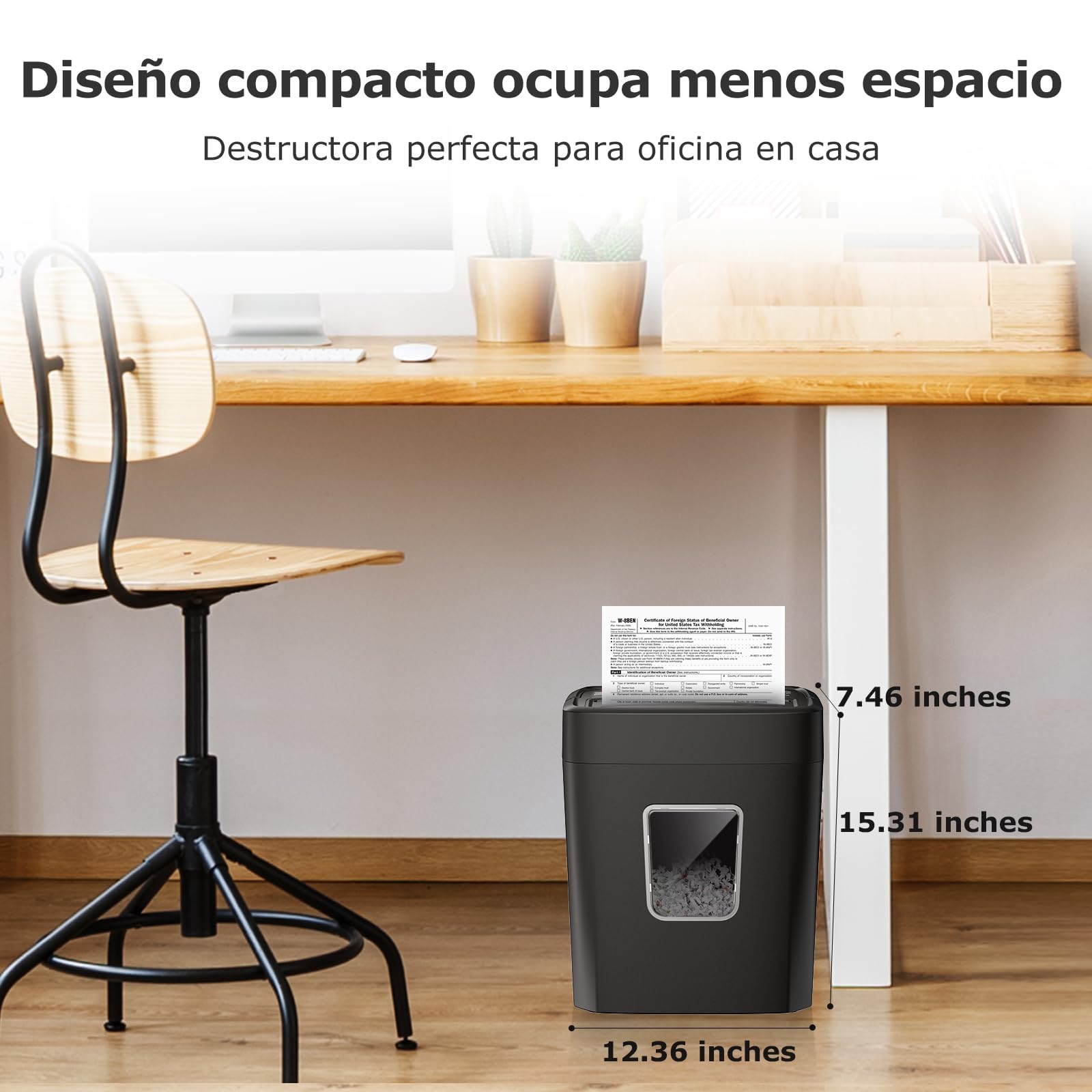 Bonsaii P4 Destructora de Documentos, 8 Hojas Corte Cruzado, C261-C | Trituradora de Papel 5x14mm, para Hogar y Oficina, Papelera 16L, Protección contra Sobrecalentamiento