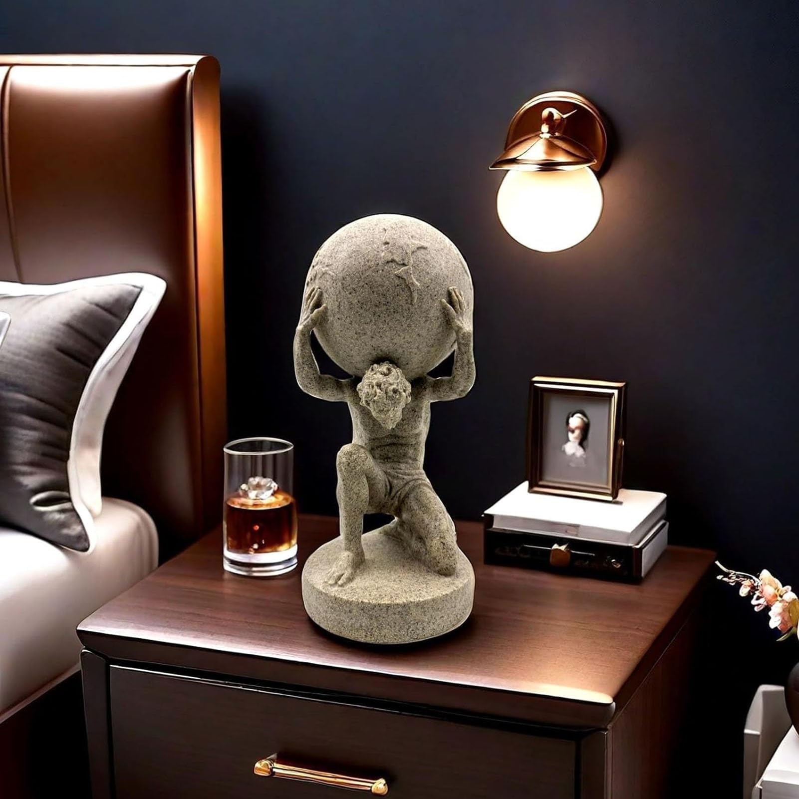Dekoracja artystyczna statuetka rzeźba - figurka dekoracyjna na biurko, 25 cm grecki atlas trzymający rzeźbę świata, ozdoba na biurko śmieszne prezenty, abstrakcyjna figurka