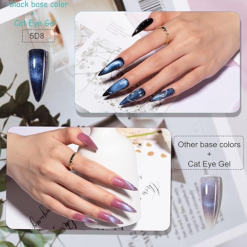Miniatura 4 de Mobray Juego de esmalte de uñas de gel 5D para ojo de gato que se absorbe con luz UV LED camaleón, kit de esmalte de uñas magnético de 8 piezas de