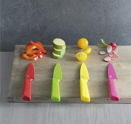 Miniatura 3 de Kuhn Rikon Colori+ Cuchillo de pelar recto antiadherente con funda de seguridad, hoja de 4 pulgadas, color negro camuflaje