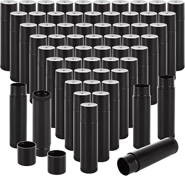100 Pack Empty Lip Balm Tubes, 5ml/5g Plastic Lipsticks Filling Containers, Lip Balm Tube with Caps for Women Girl DIY Handmade Chapstick, Lipsticks, Black