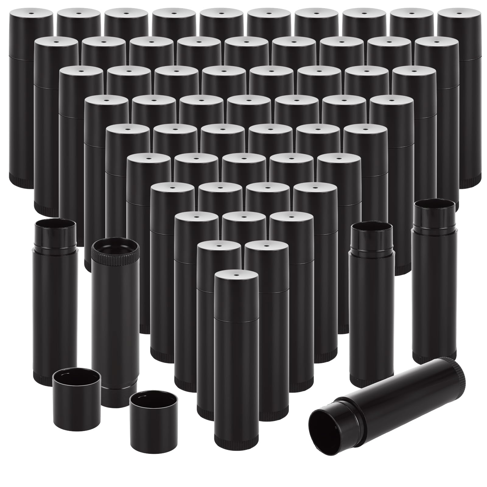 Paquete de 100 tubos vacíos de bálsamo labial, 5 ml/5 g, recipientes de plástico para rellenar labiales, tubo de bálsamo labial con tapas para mujeres y niñas, lápiz labial hecho a mano, color