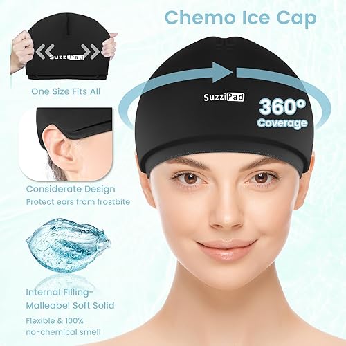 Miniatura 4 de Suzzipad Calcetines de terapia de frío y bolsa de hielo de manos para aliviar el dolor, guantes fríos para neuropatía por quimioterapia, gorras
