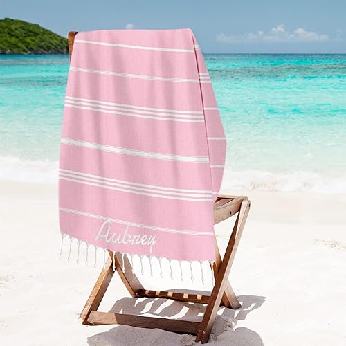 Miniatura 5 de Toallas de playa de algodón personalizadas con borlas para adultos, de gran tamaño, 39 x 70 pulgadas, toalla de playa turca con nombre bordado,