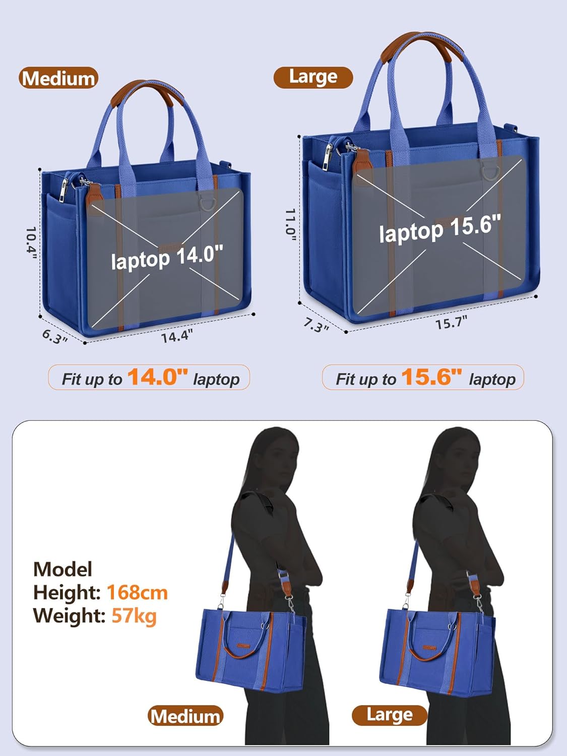 FIORETTO Women’s Canvas Tote Bag Purse with Zipper, Multi Compartment & Reinforced Bottom, Ideal for Work, Bible, Travel