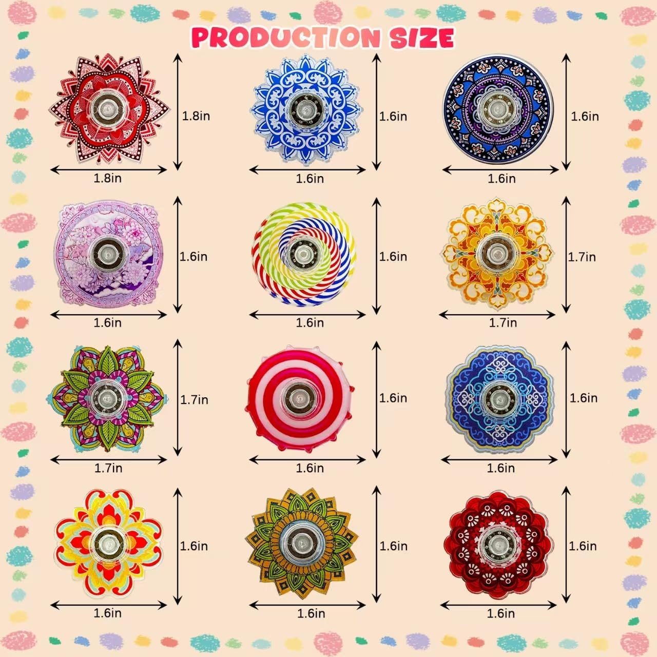 60 Pcs Mini Fidget Spinners for Party Favors, Fidget Toys Bulk for Classroom Prizes, Easter Basket Stuffers, Kids Adults Stress Relief Sensory Toys Christmas Valentine Gifts