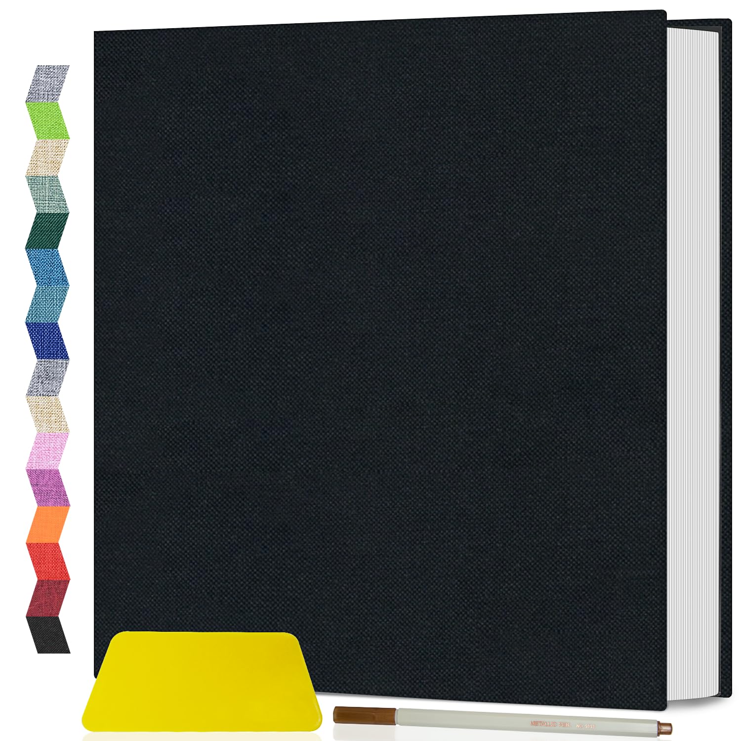 popotop Linen Self Adhesive Photo Albums 6x4 5x7 8x10, 60 Pages Large Photo Book, Linen Personalised Scrapbook Album for Wedding Baby Travel Polaroid, with Scraper and Metallic Pen — image 1