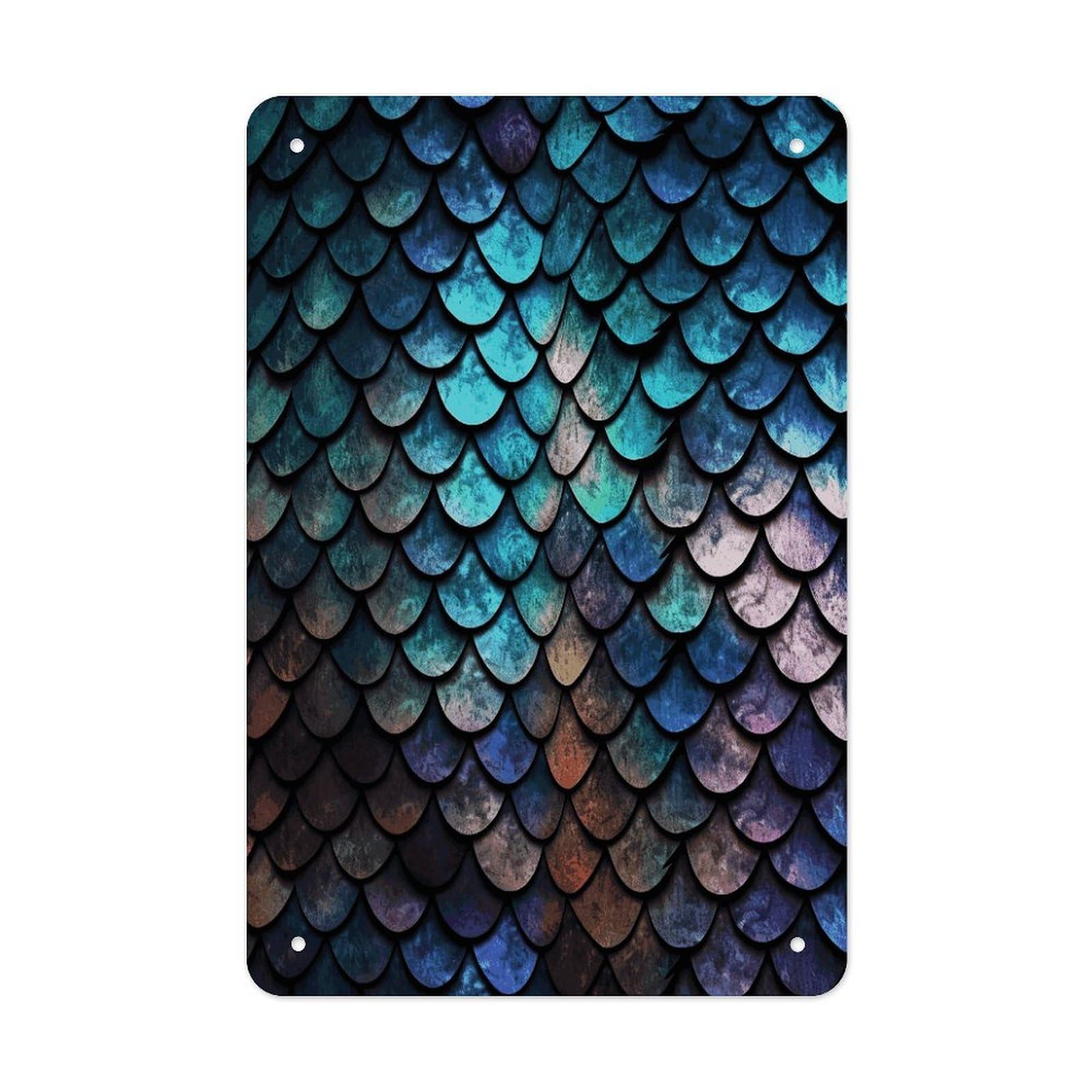 Btcowzrv Style 3D Magical Dragon Scales Pattern Metal Tin Sign Wall Decor Hanging Plaque