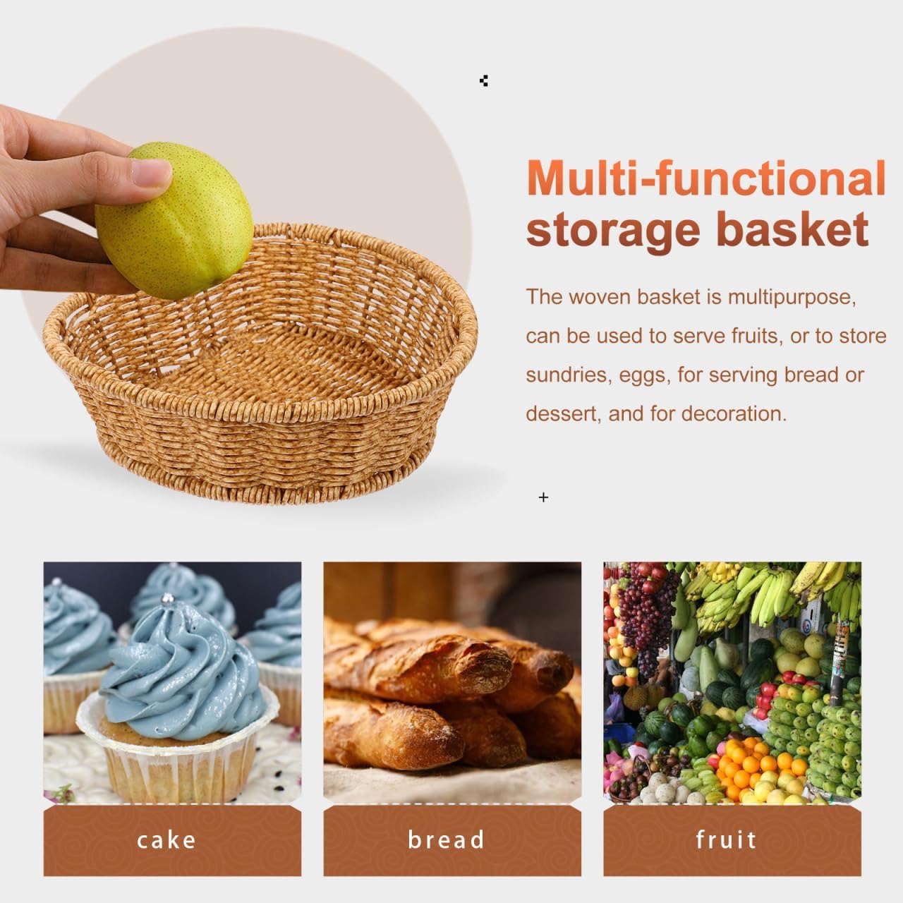 Ciieeo Rattan Bread Tray Woven Heart Shape Fruit Candy Display Basket Snack Pastry Chips Serving Plate Wicker Coffee Table Tea Decoration