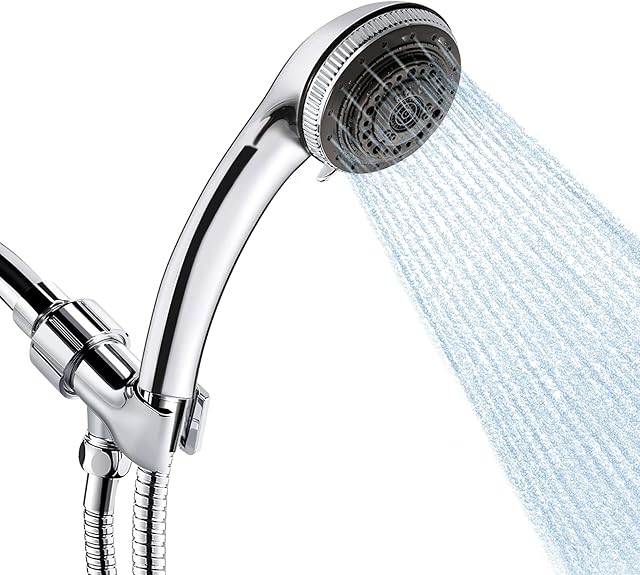 Welan Shower Head,Handheld Spray High Pressure Shower Head and Hose,1.5M Hose - Chrome Finish -Shower Head Holders Combo ShowerHeads Home and Gym Use (7 Functions)