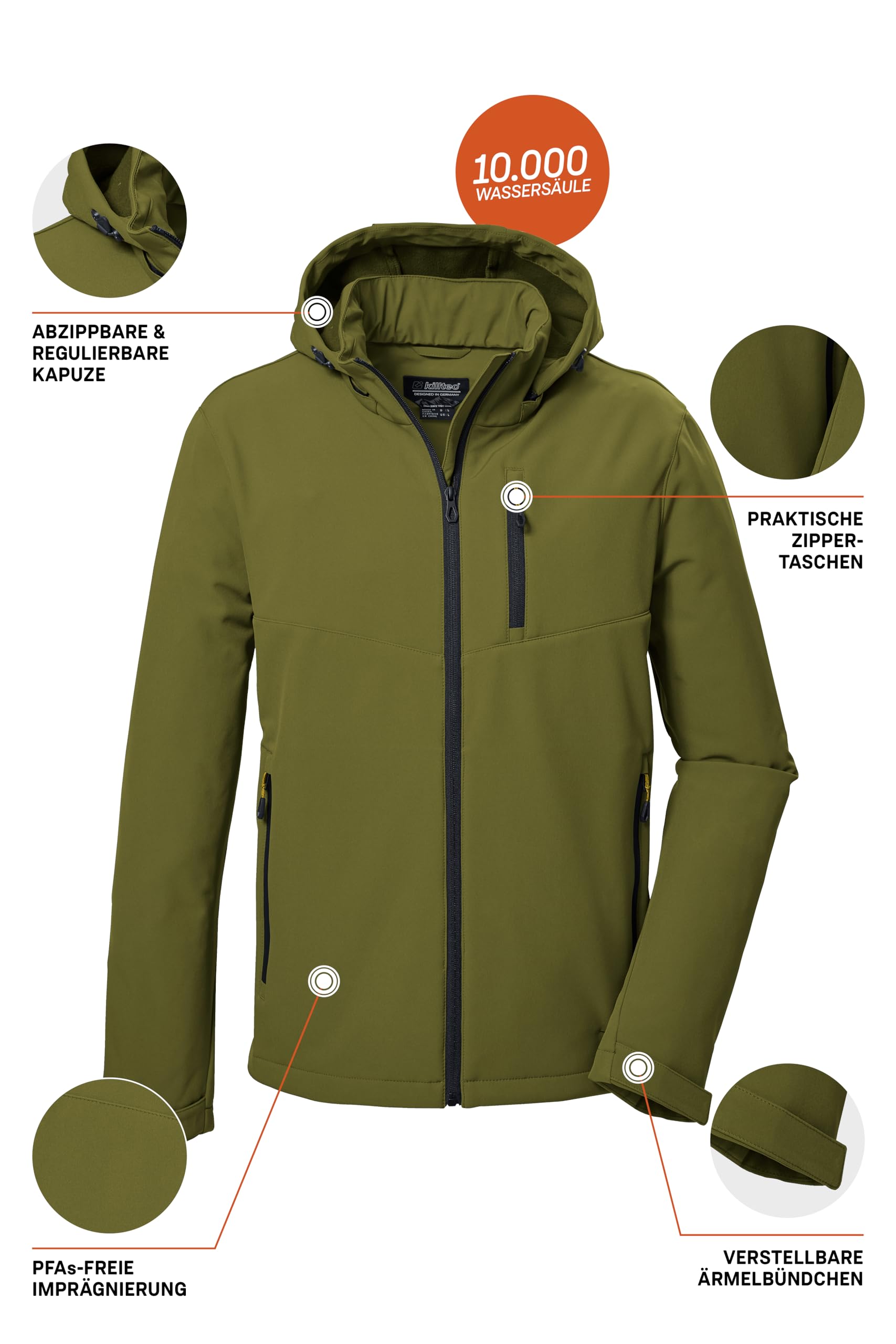 Killtec Kow 92 Mn Sftshll Jckt Giacca softshell/giacca outdoor con cappuccio con zip Uomo