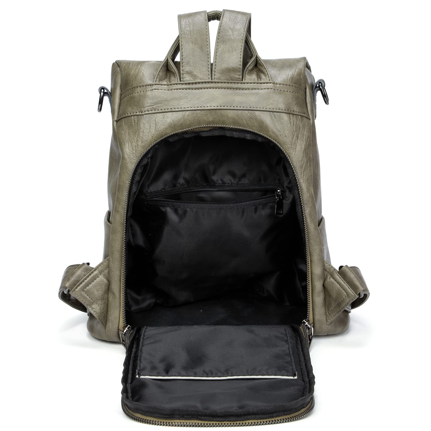 Mochila Antirrobo Mujer de PU Cuero Suave, Bolsa Casual Escolar con Correa de Hombro Extraíble como Bolsa Bandolera, Elegante Impermeable Grand Capacidad para Trabajo Oficina Escuela Viaje