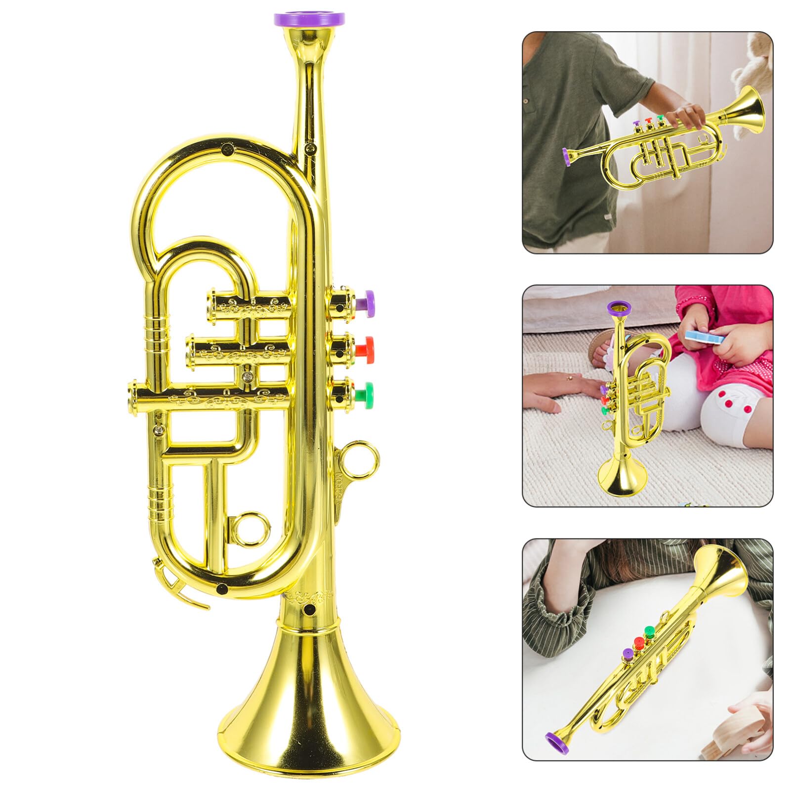 TOYANDONA 1pc Musical Instrument Props Model Kids Musical Trumpet Musical Instrument for Kids Harmonica for Kids Saxophone Accessories Toddler Toys for Girls Kids' Toys Child Horn Metal Abs - Image 2