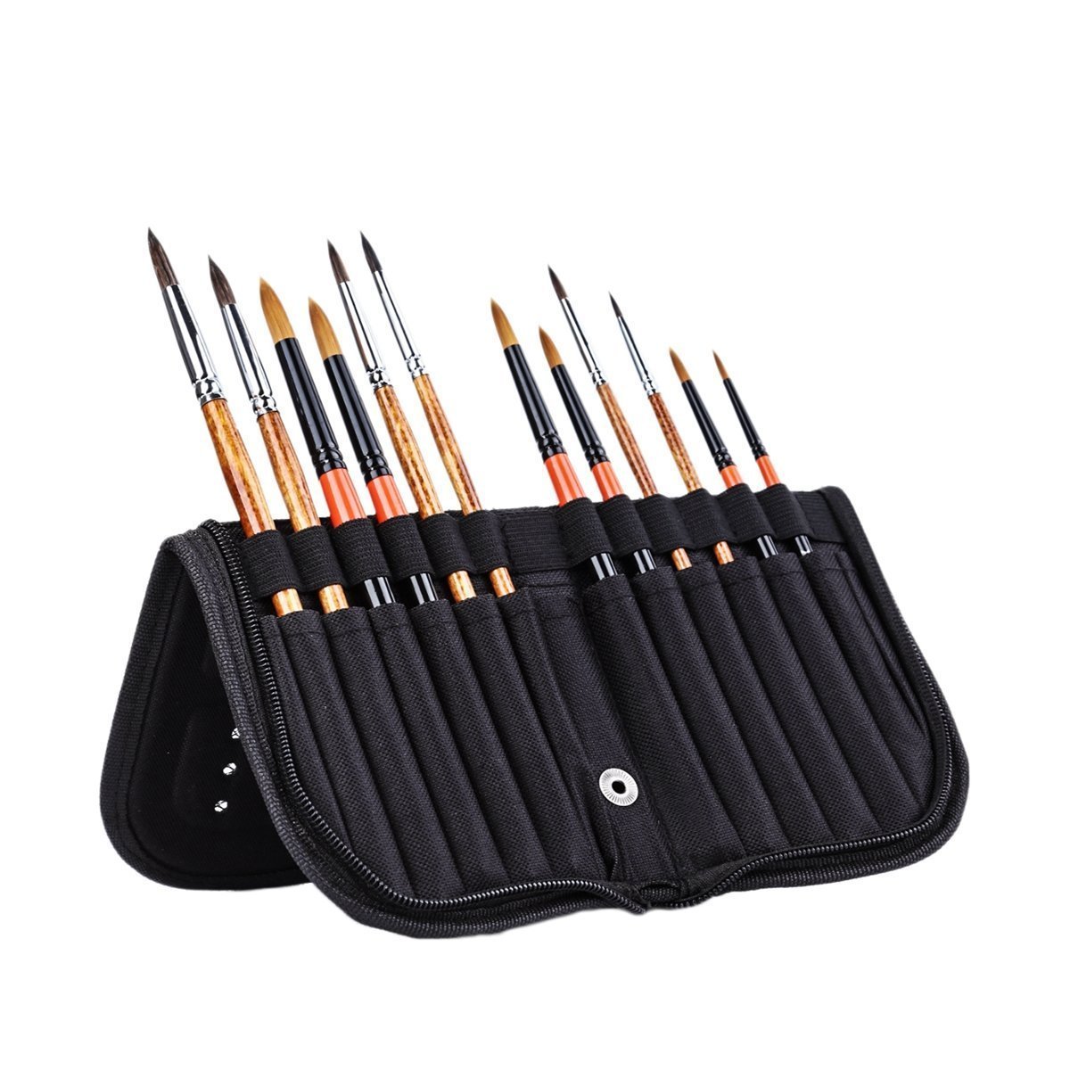 MEEDEN Brush Case for Oil Watercolor Acrylic Gouache Face Paint Brush Nylon Black Small Paint Brush Case