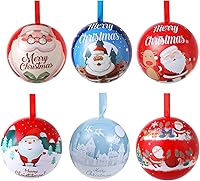 Vista 1 de Decoraciones colgantes de tarro de dulces de Navidad, 6 unidades de caja creativa de bolas de caramelo de hojalata de Navidad, colgantes