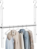 Vista 10 de Barra colgante de acero inoxidable, paquete de 2 extensores de barra de armario ajustables de altura y ancho, organizador de almacenamiento colgante