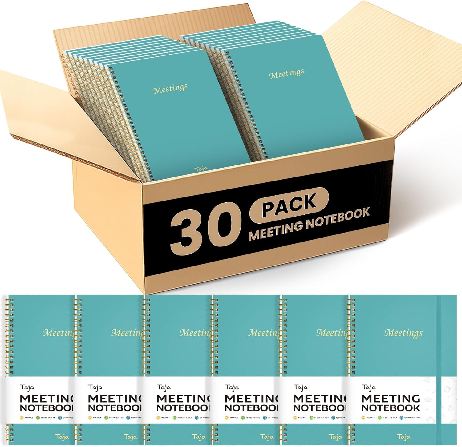 6 Pack of Meeting Notebook for Work Organization - Work Planner Notebook with Action Items, Agenda Planner for Note Taking, 160 Pages (6.9" X 9.9") Project Organizer for Men & Women - Pink