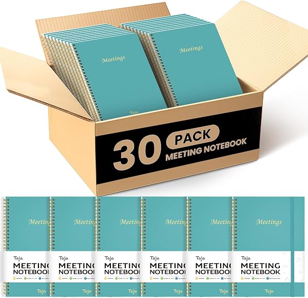 Meeting Notebook for Work Organization - Work Planner Notebook with Action Items, Agenda Planner for Note Taking, 160 Pa
