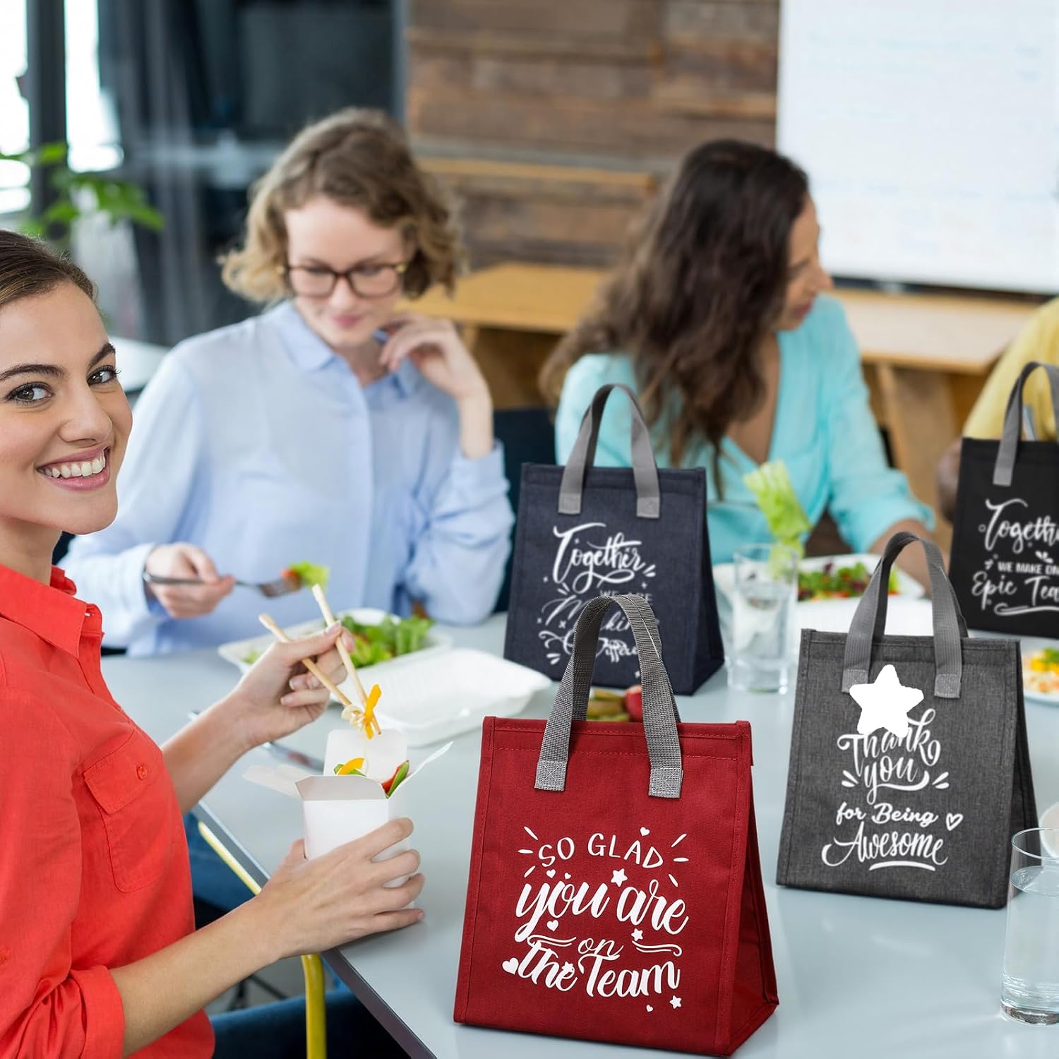 12 Pcs Employee Appreciation Week Gifts Thank You Insulated Lunch Bags Bulk Reusable Lunch Boxes for Staff Team Leakproof Waterproof Totes Gifts for Coworker Teacher Nurse Office