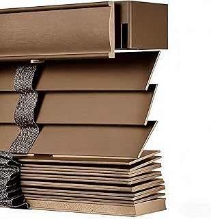Wood Blinds for Indoor Windows, 16" 24" 28" 34" 40" 48" 52" 55" 62" 68" 70" 76" Cordless Horizontal Shades, Privacy Blackout Wooden Venetian Blinds 2 inch Slats for Bedroom Bathroom Office(Coffee)