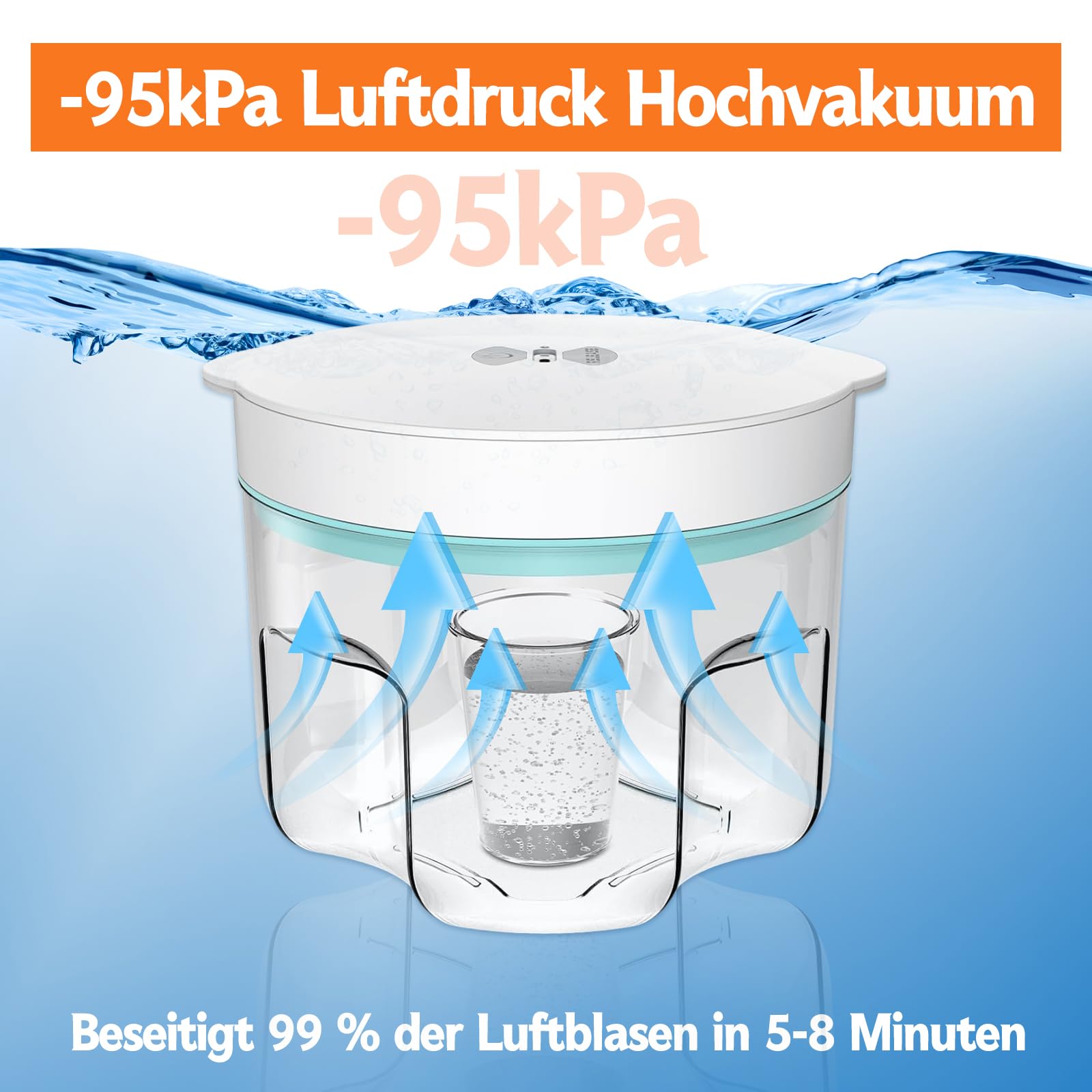 Środek do usuwania pęcherzyków powietrza z żywicy, 2 l, z 4 kubkami pomiarowymi 240 ml, usuwa 99% pęcherzyków w ciągu 5-10 minut, 95 kPa próżniowa żywica epoksydowa, bezpowietrzna maszyna do żywicy