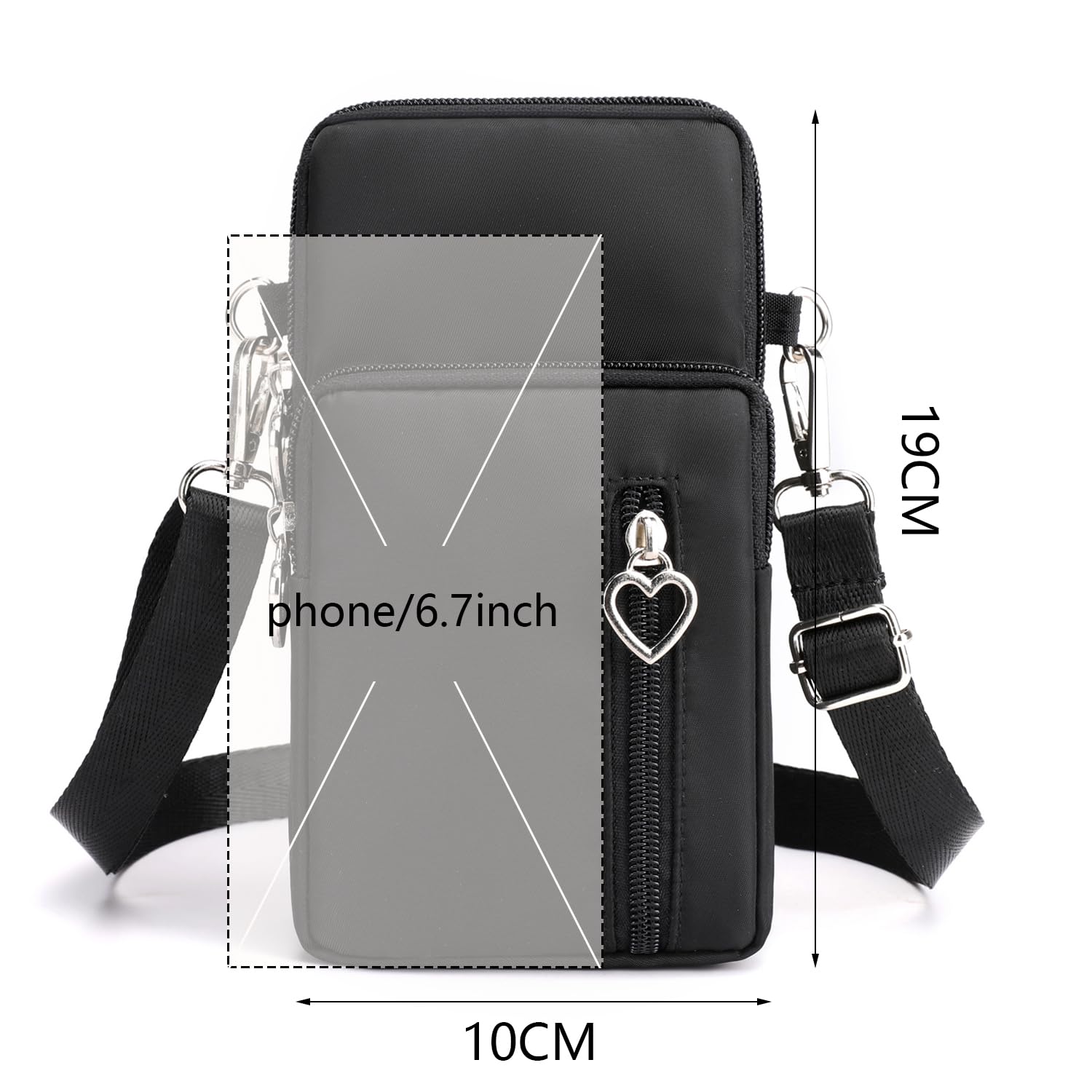 OUYIWEIMAOYI Mini cellulare portafogli donna, Tasca per cellulare da donna con ingresso per cuffie, Tracolla regolabile e staccabile,per telefoni cellulari sotto i 7 pollici