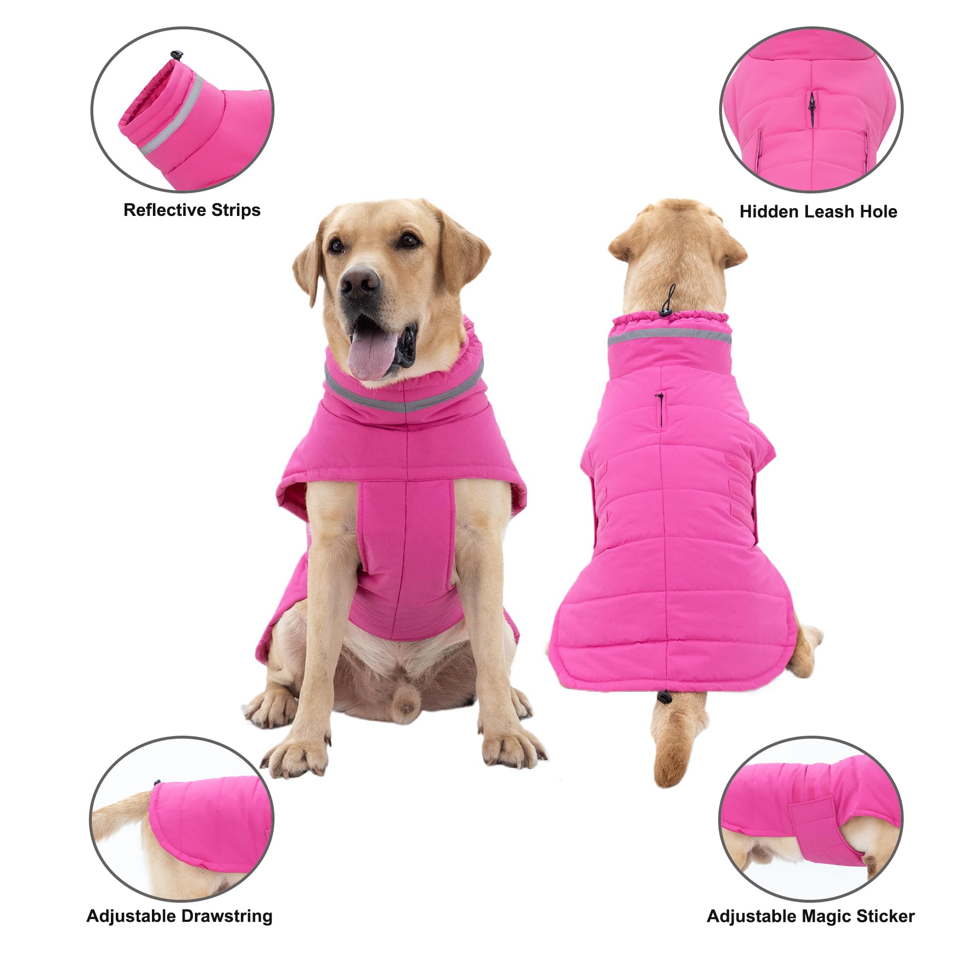 Mklhgty Abrigo para perro, chaqueta impermeable para perro, abrigo de invierno para perro, abrigos para clima frío, cálido, resistente al viento, chaqueta de nieve para perro, abrigos reflectantes