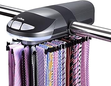 Motorized Tie Rack Stores Up to 50 Ties Closet Organizer, Holds & Displays Up to 50 Ties Or Belts, Rotation Operates with Batteries. Great Gift Idea for Fathers Day