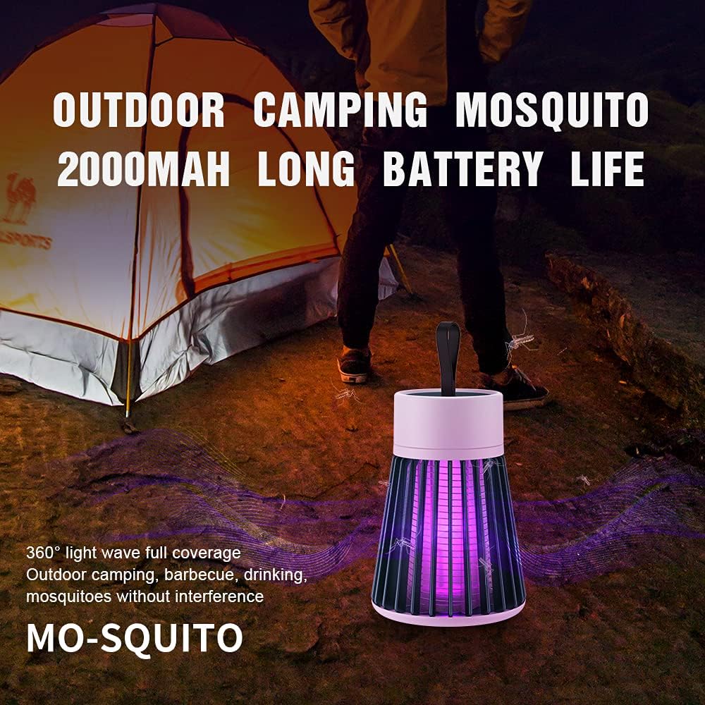 Anti Mosquitos Electrónico, Mata Mosquitos Electrico Interior, Lampara Antimosquitos Recargable, Antimosquitos USB, Matamoscas Electrico Exterior Portatil Camping (Gris)