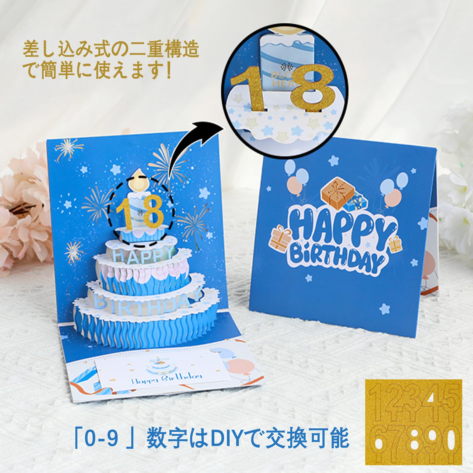 Amazon | 誕生日カード 音楽付き グリーティングカード花火 3D