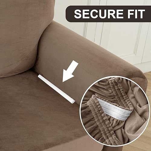 Miniatura 5 de Juego de funda para silla y otomana, funda de terciopelo para sillón y otomana, antideslizante, funda elástica para sofá y taburete de pie para sala